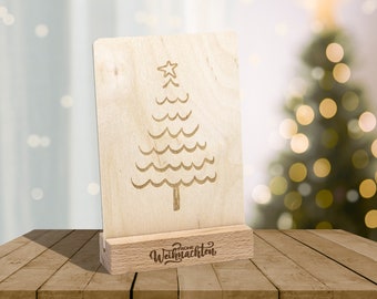 Holzpostkarte • Weihnachtsbaum • Weihnachten • Deko • Holzkarte • Postkarte mit Weihnachtsmotiv • Lasergravur • 14x10 cm