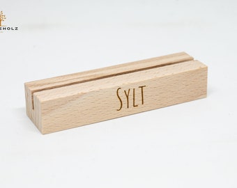 Photo and card holder made of wood, wooden card holder, card display, beech wood "Sylt"