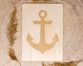 Holzpostkarte • Anker • maritim • Holzkarte • Postkarte mit maritimem Motiv • Lasergravur • 14x10 cm