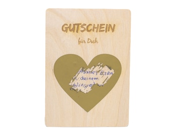 Scratch card made of wood to label yourself • "Voucher for you" • Wooden postcard • Scratch cards • Voucher • Scratch voucher • 10 x 14 cm