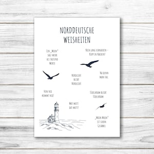 Postkarte • Ansichtskarte • norddeutsche Grußkarte • maritim "Norddeutsche Weisheiten" • DIN A6