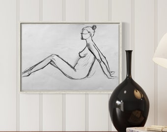 Nude Sketch 1 Drawing Print ~ 13x19in Wall Art