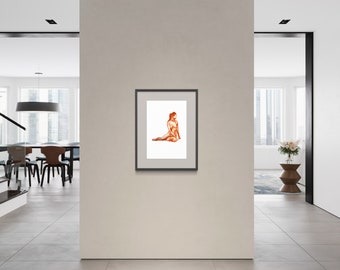 Minimalist Nude Sketch 7 Drawing Print ~ 13x19in Wall Art