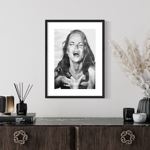 Laughing Woman Pencil Drawing Print ~ 13x19in(329x483mm) Wall ArtWall Art