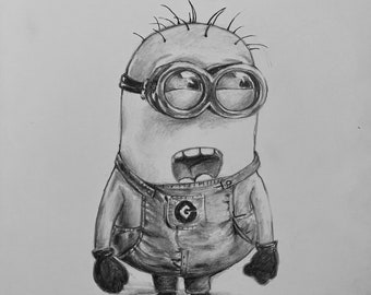 Minion Drawing Original ~ 8.5x11in Wall Art