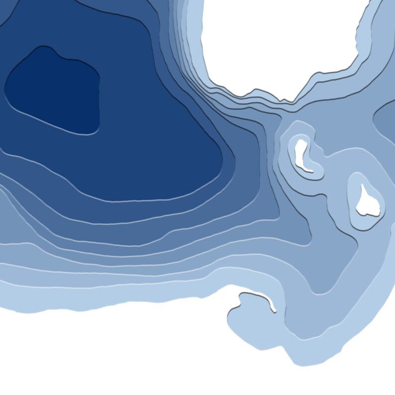 Lac La Biche Alberta Bathymetric Map Print 12x18 to 28x40 Lake Gift