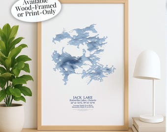Jack Lake Map | Kawartha Lakes Peterborough | Custom Lake Map | Bathymetric Print | Lake Depth Map | Cabin Gift | Cottage Wall Art