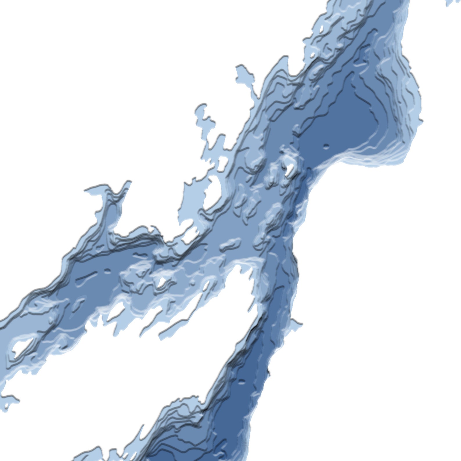Rideau Lakes Big Rideau Lake Lower Rideau Lake Bathymetric Map Print