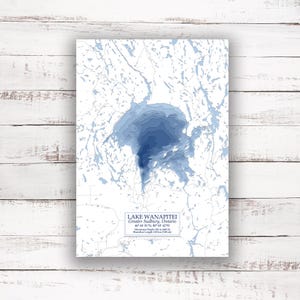 Lake Wanapitei Greater Sudbury | Bathymetric Map | Print Poster | Custom Lake Map | Ontario Lakes Wall Art | Lake Map Art | Cabin Gift Idea