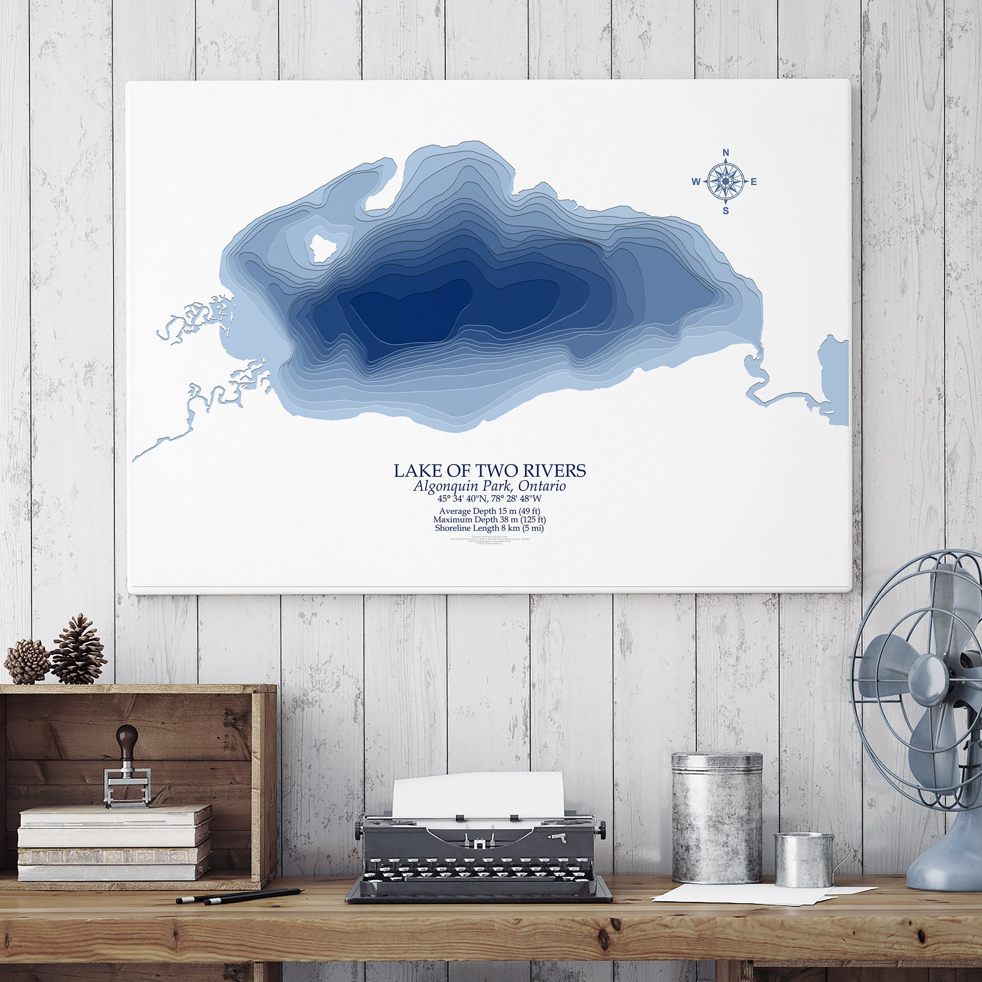 Lake of Two Rivers Algonquin Park Digital Download Bathymetric Map ...