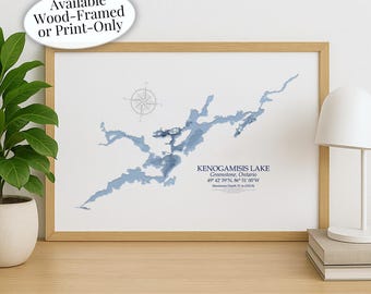 Kenogamisis Lake  Map | Greenstone Geraldton | Custom Lake Map | Bathymetric Print | Lake Depth Map | Cabin Gift | Cottage Wall Art