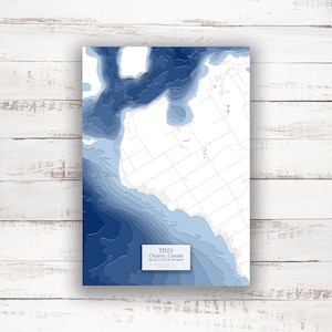 Petit canton Ontario Lac Huron | Carte bathymétrique | Poster imprimé | Carte personnalisée du lac | Art mural baie Georgienne | Art de la carte du lac | Art du lac Huron
