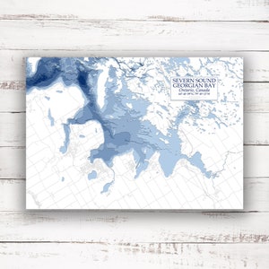 Severn Sound | Georgian Bay | Bathymetric Map | Print Poster | Custom Lake Map | Lake Huron Wall Art | Lake Map Art | Cottage Gifts Idea