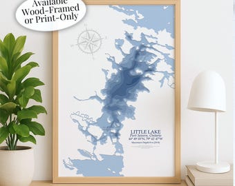 Little Lake Map | Port Severn Trent Severn Waterway | Custom Lake Map | Bathymetric Print | Lake Depth Map | Cabin Gift | Cottage Wall Art
