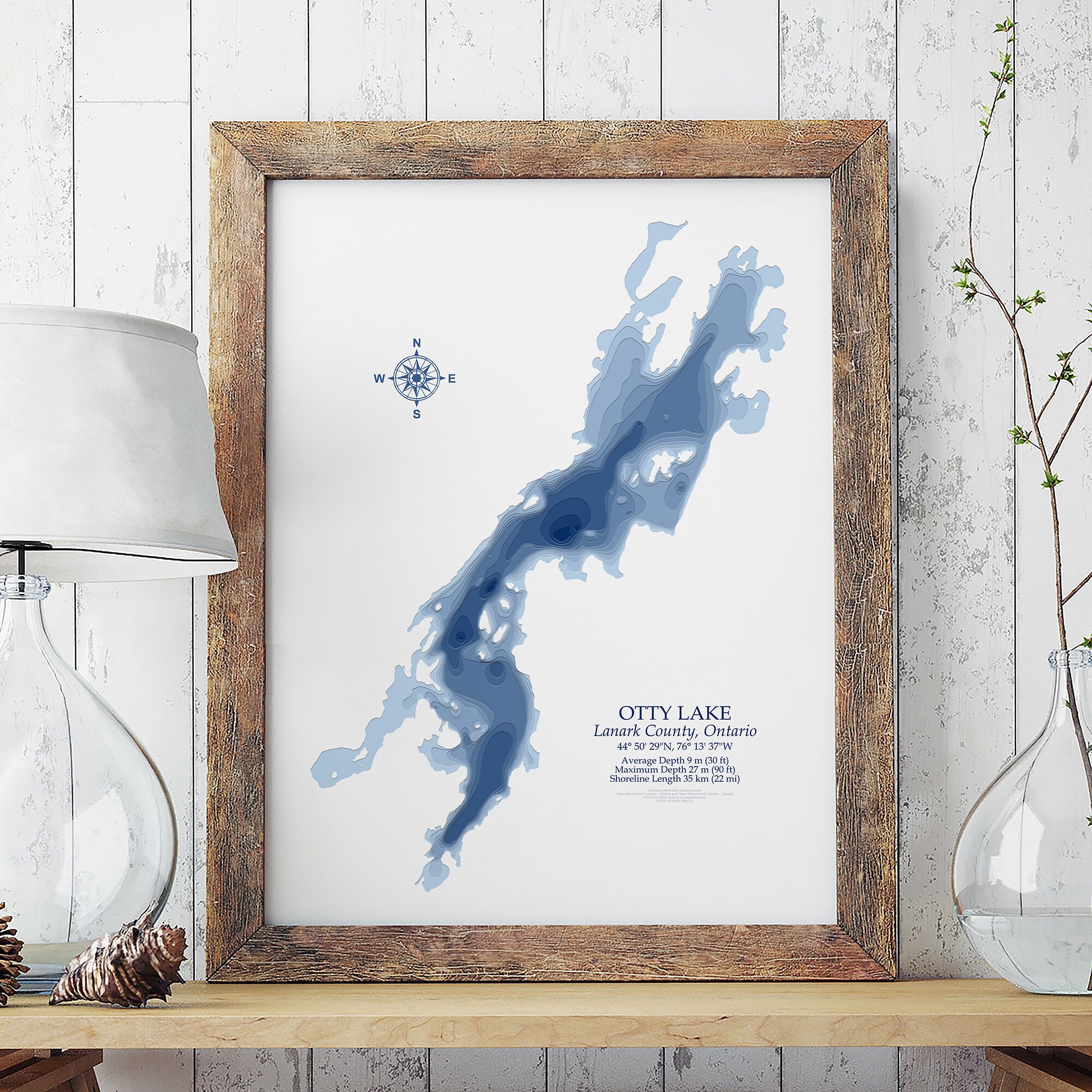 Otty Lake Ontario Bathymetric Map Lake