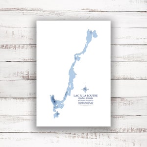 Lac à La Loutre Québec | Carte du lac Otter | Carte bathymétrique | Imprimer l’affiche | Carte personnalisée du lac | Art mural du Québec | Art de la carte du lac | Cadeau cabine