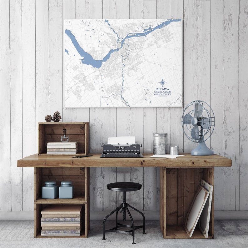 Ottawa Map Art Ottawa River Print Poster Ottawa Wall Art Ottawa Poster