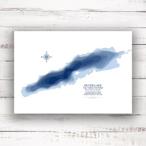 Canton de Silver Lake Tay Valley | Carte bathymétrique Imprimer | 12"x16 » à 30"x40 » | Idée cadeau du lac| Affiche Imprimer | Carte personnalisée des lacs | Cadeau de chalet