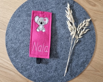 Lesezeichen personalisiert Kinder Filz Koala Einschulung Geschenk bestickt