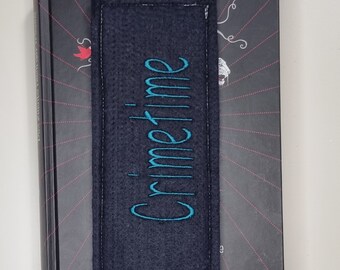 Lesezeichen bestickt Filz blau türkis Crimetime Entspannung Geschenk Einschulung