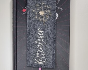 Lesezeichen Filz grau Pusteblume beige Entspannung Geschenk Einschulung