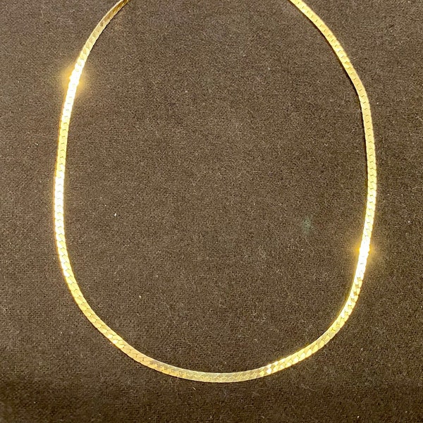 14K Gold Balestra Herringbone Necklace,  Italian 16 1/2"