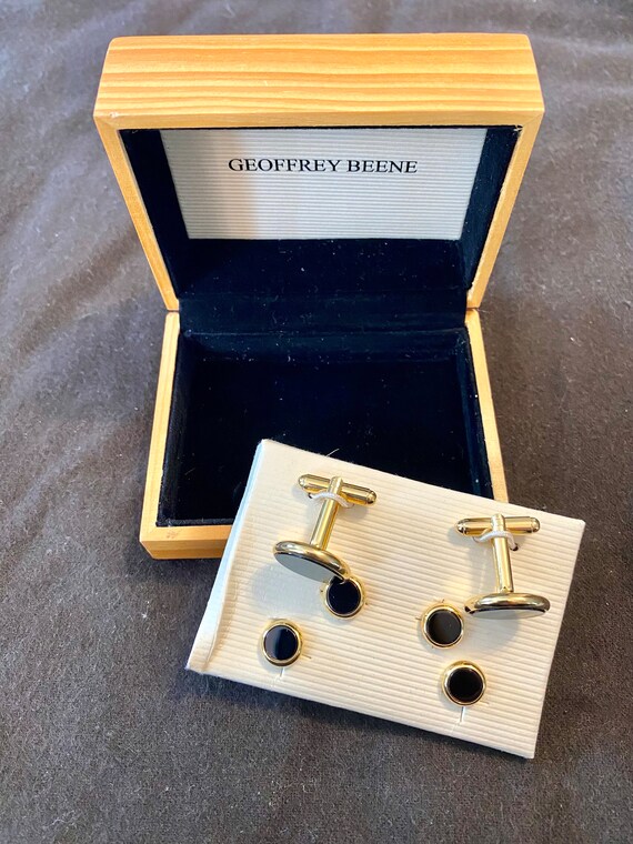 Set of 2 Black and Gold Cuff Links & 4 Shirt Stud… - image 8