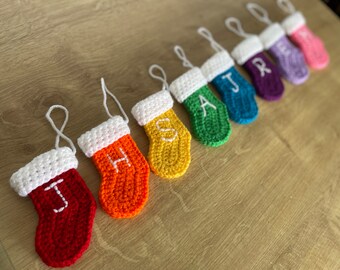 Personalised Hand Crocheted Mini Stocking, Perfect Secret Santa Gift! Rainbow Colour Options