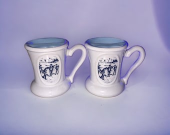 Vintage Export 'A' Kings 1 Under Coupe Cup White/Blue Mustache Saver Mug Set