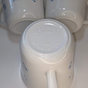 Vintage Corning Ware Milk Glass Provincial Blue Flowers Coffee tea Mug Set of 3 image 3