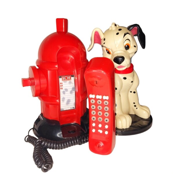 Vintage 1997 Brooktel  Disney 101 Dalmatians Patch Dog With Fire hydrant Landline Tel-e-Phone