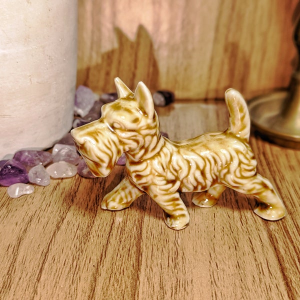 Vintage Japan Signed Ceramic Scottish Terrier Dog Mini Figure 1.5"
