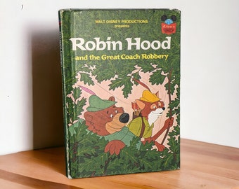 Vintage Disney's Wonderful World of Reading - Robin Hood und der große Kutschenraub Walt Disney Productions 1974 HC Kinderbuch