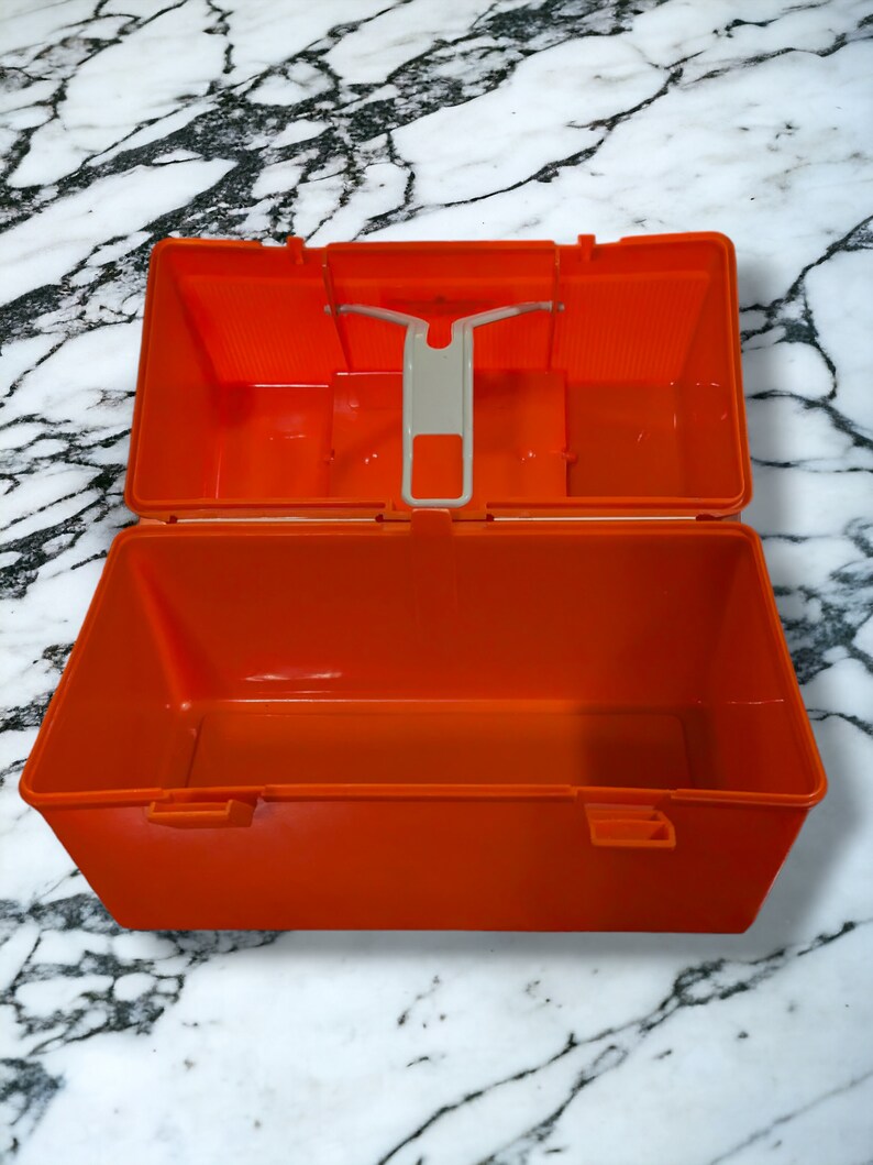 Vintage Orange Plastic Thermos Lunch Box Empty 10x9 Etsy Canada
