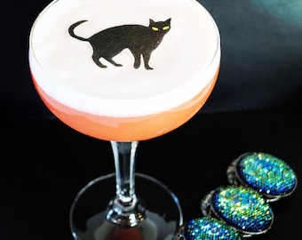 Décorations de cocktail d'Halloween : art de gaufrettes comestibles Chat noir