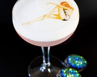 Pin up art comestible pour cocktails et desserts pour enterrement de vie de jeune fille, spectacles burlesques, papier gaufré