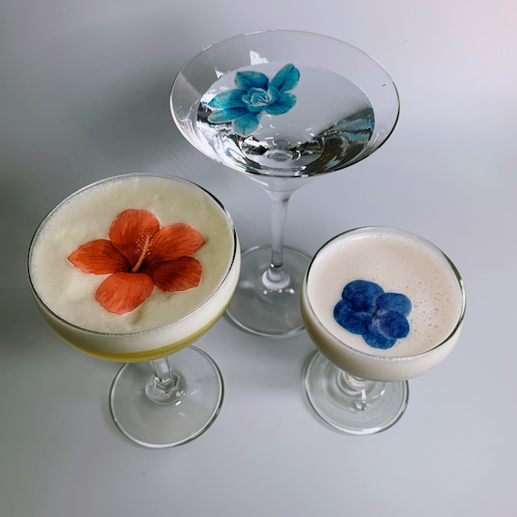 Flower Cocktail Topper Variety Pack for Drinks and Desserts, Wafer