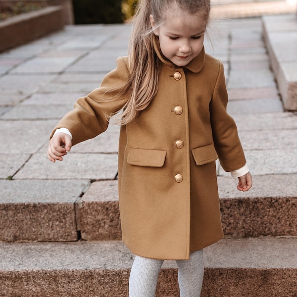 Veste fille à manches longues, fermeture par boutons dorés, tenue d'automne de style classique pour petite fille, convient à une taille européenne 92