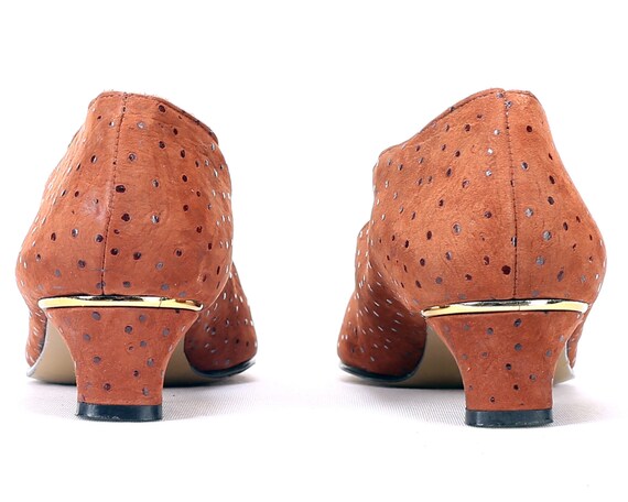 Victorian Shoes Pumps Wide Fit Heels 80s Rust Bro… - image 5