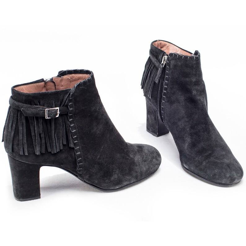 Vintage suede fringe leather boots