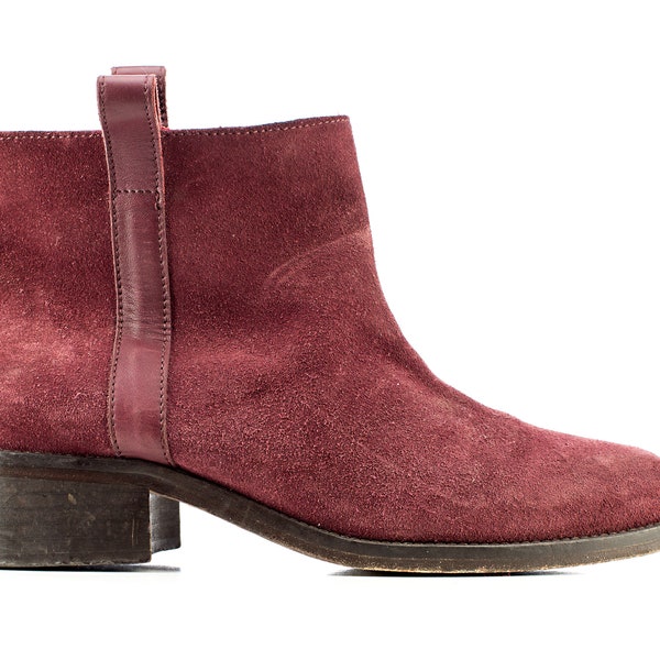 Burgundy Red Boots Chelsea Boots Beatle Boots 90s Designer Surface To Air Boots Suede Pull On Boots Leather Sole Boots US men 8 EU 41 UK 7.5