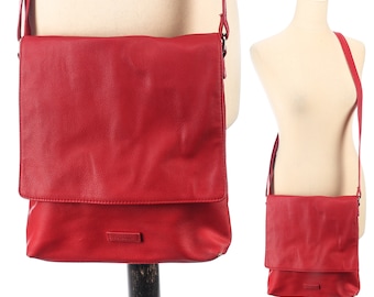 CROSSBODY Leather Bag Red 90s Leather Shoulder Bag Faux Leather Hobo Bag Red Leather Messenger Bag Red Purse Handbag Multi Pockets Bag