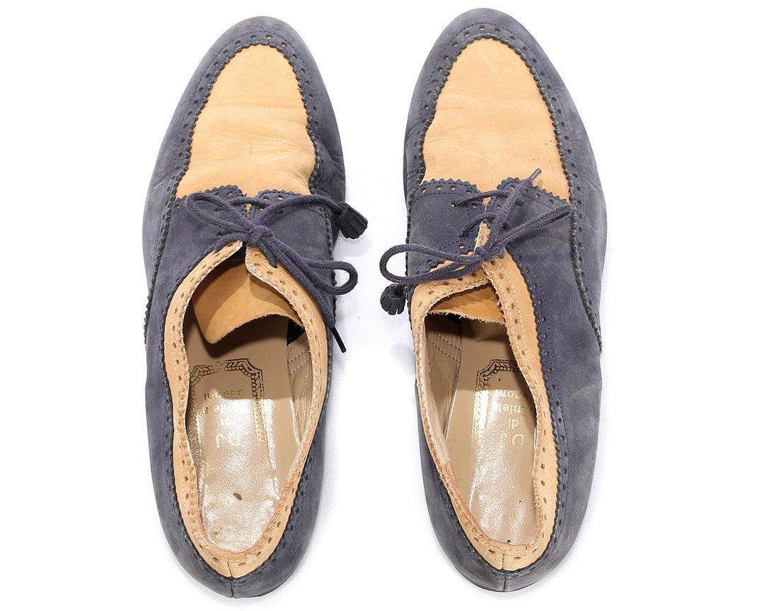 Vintage Oxfords Desert Shoes Women's Suede Soft Fit Brogues Gray Beige ...