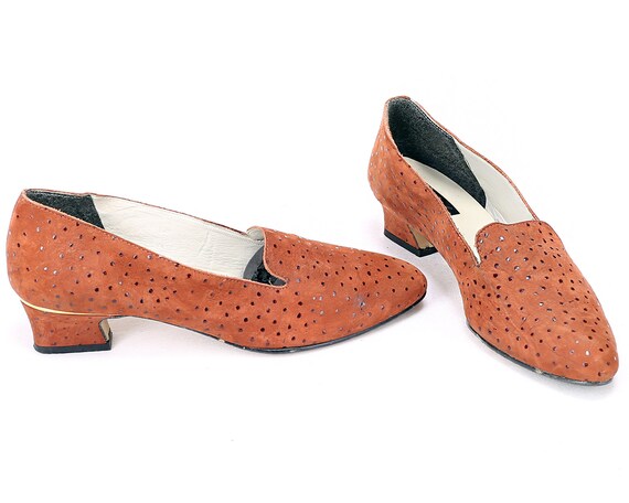 Victorian Shoes Pumps Wide Fit Heels 80s Rust Bro… - image 2