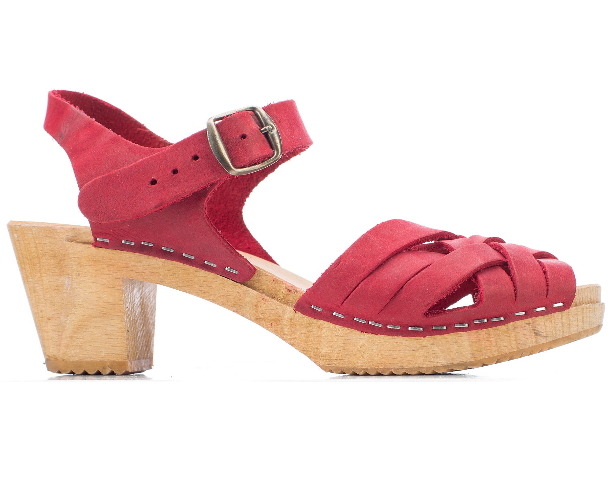 Red clog sandals clearance