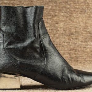 Women's Goth Leather Ankle Boots - Studded Block Heel Punk Boots With Ankle Strap