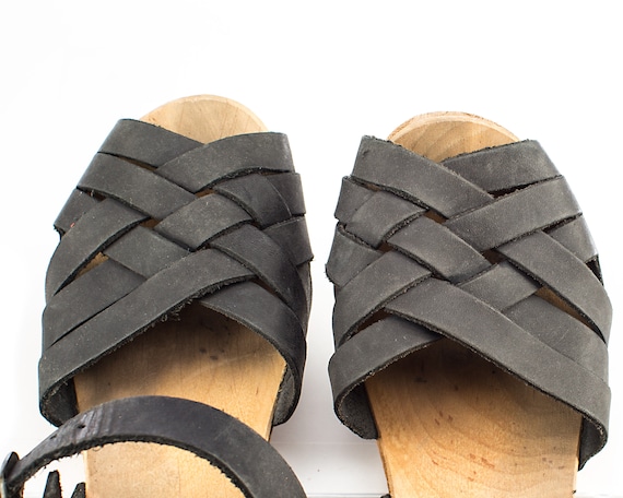 Swedish Wood Clogs Platforms 90s Moheda Black Sca… - image 3