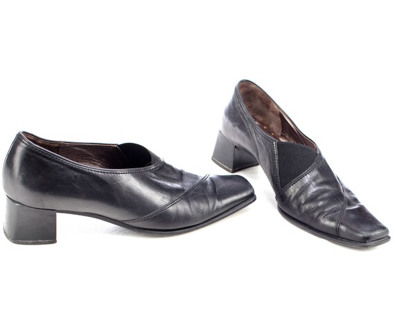 Vierkante Teen Schoenen Wide Fit Hakken Zwart Goth Pumps Retro - Etsy België