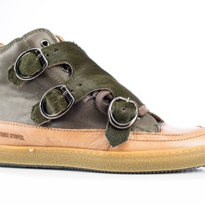 Candice Cooper Ankle Sneakers Green Y2K Leder Trainer Schuhe Vintage Pelz Oberstoff Sneakers Hochwertige Leder gefütterte Schuhe US 6.5 EU 37 UK 4