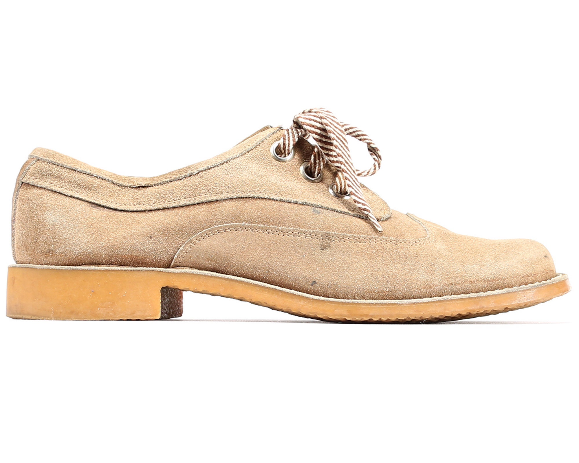 Suede Brogues Beige 70s Retro Oxfords 